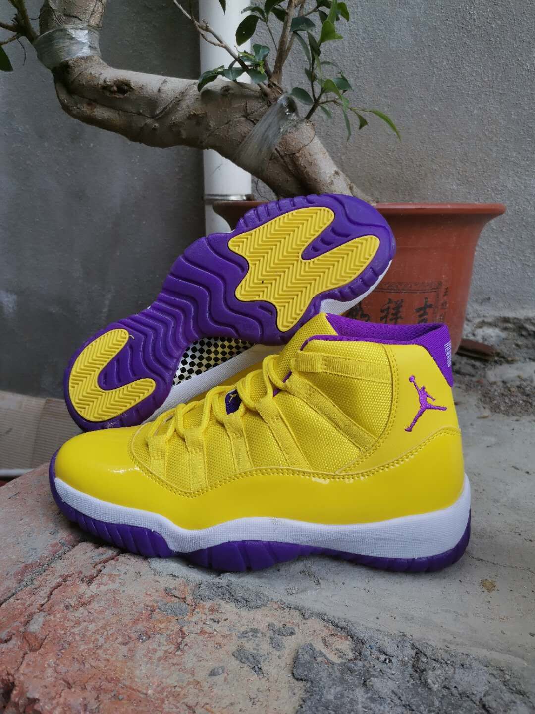 2020 Air Jordan 11 Kobe Yellow Purple Shoes